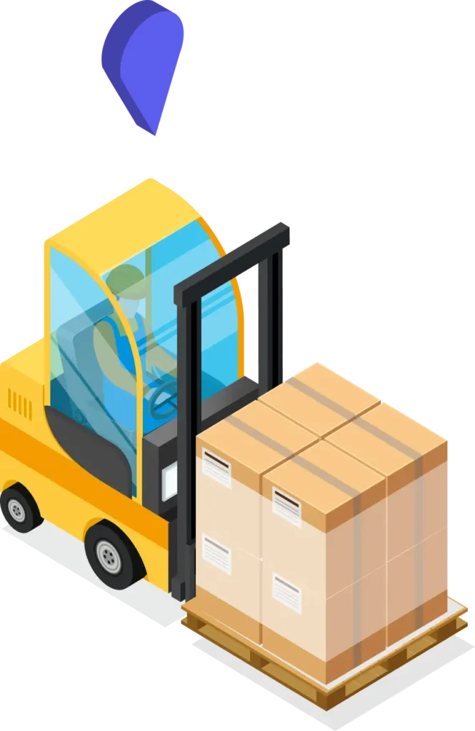 Forklift position tracked in warehouse or in similar facilities.
